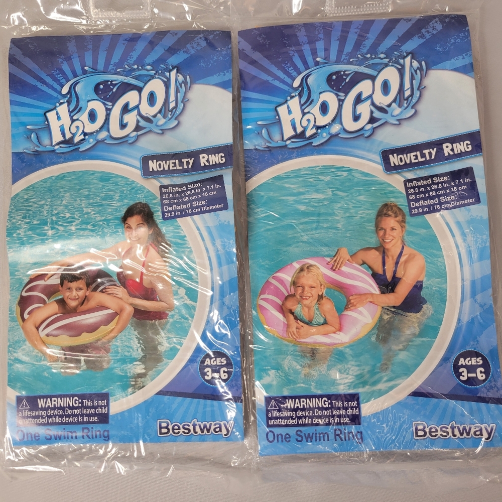 2 Donut-Themed Novelty Swim Rings By Bestway H2O GO!